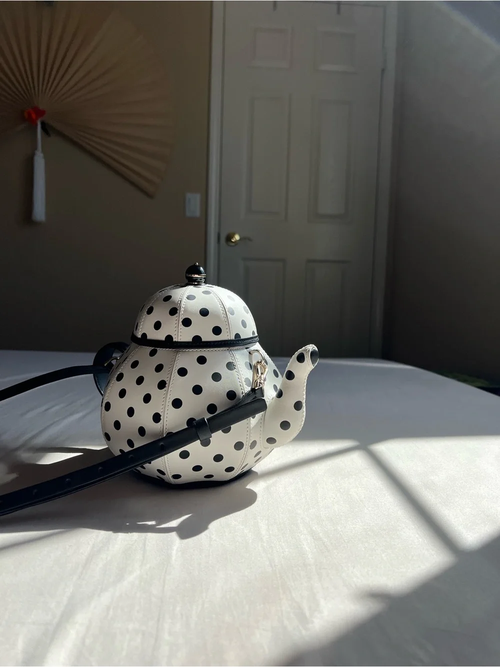 BRAND NEW kate spade White and Black Polka Dot Teapot Crossbody Bag
